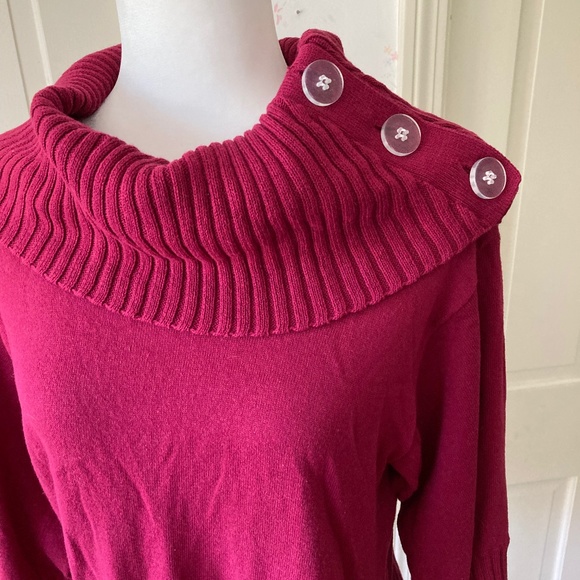 Cotton Cowl Sweater with Button Accents - Picture 2 of 5
